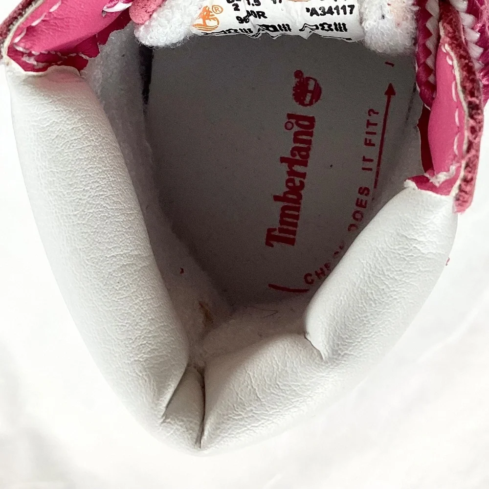 Timberland Suede Infant Baby Soft Crib Shoes Size 2 Pink White Booties